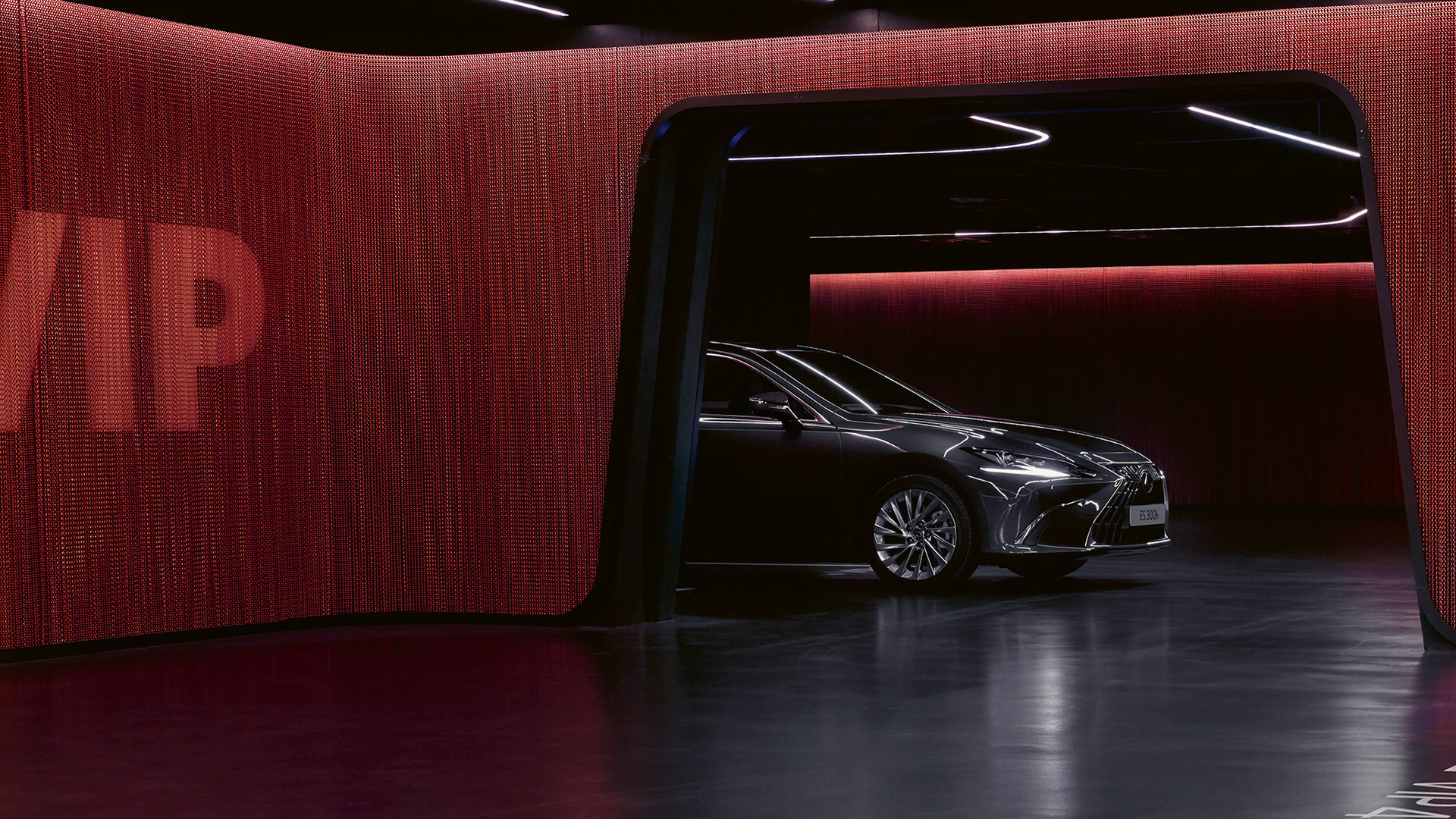 Lexus ES parked in a showroom