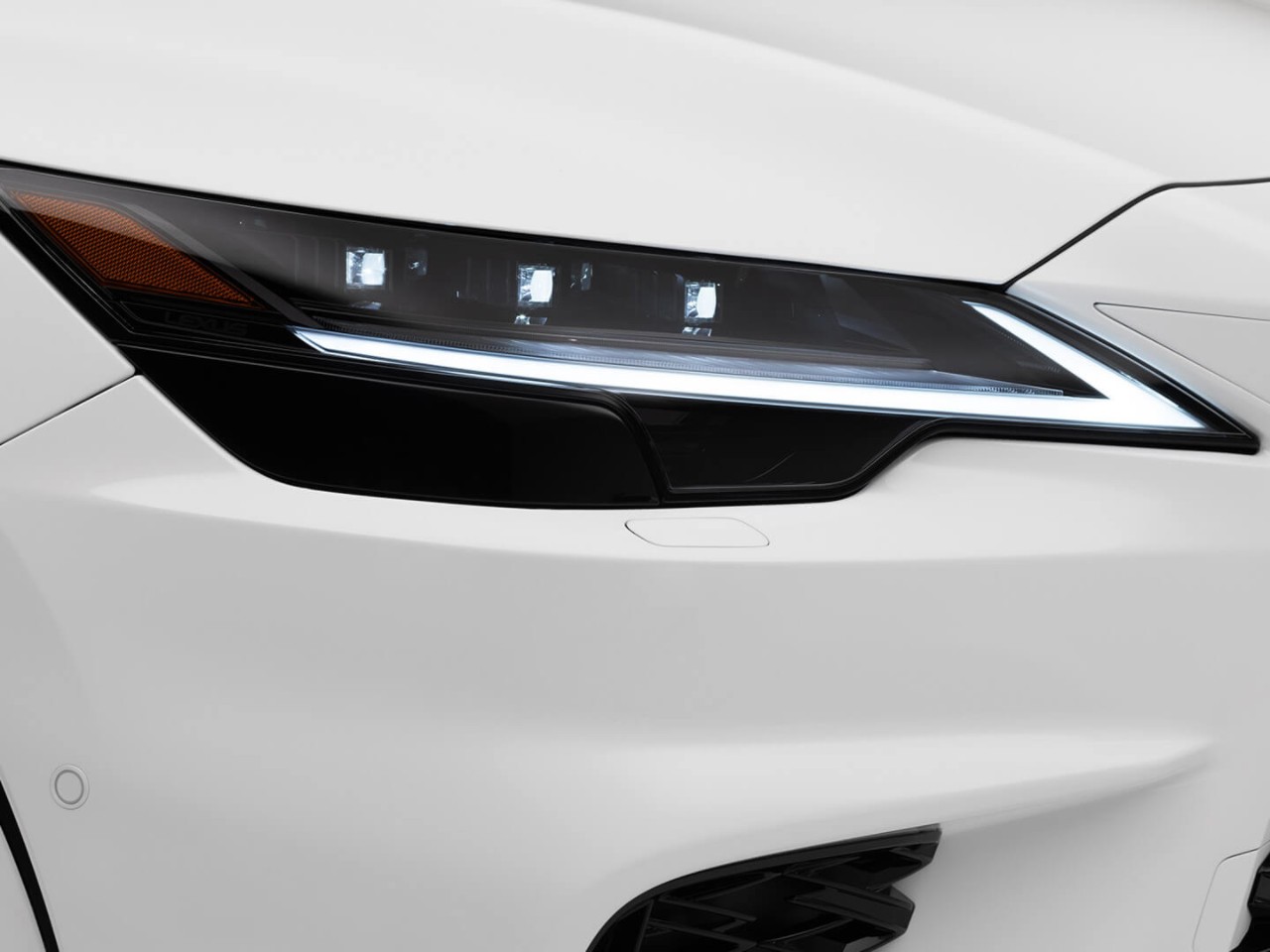 Close-up of the Lexus RX LED headlights
